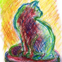 watercolor sketch of cat