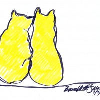 marker sketch of two cats
