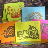 set of hand-printed notecards