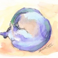 watercolor of sleeping curled cat