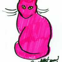marker sketch of kitty in pink