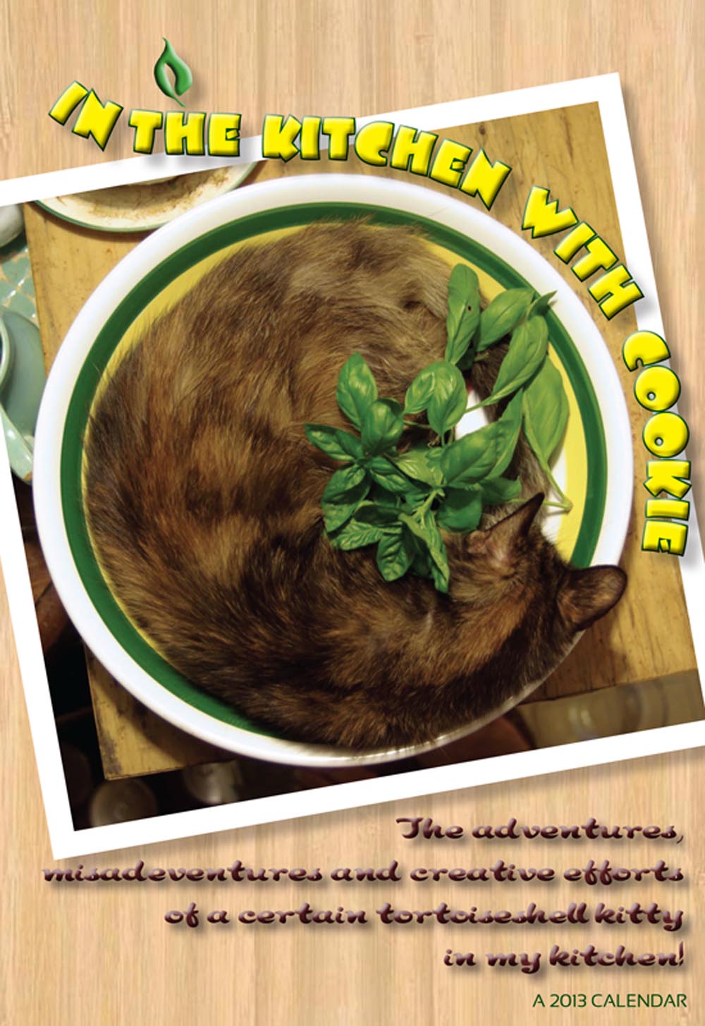 InTheKitchenWithCookie-wood tortoiseshell cat in pasta bowl