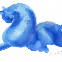 "Winter Cats", watercolor, 10" x 6" © B.E. Kazmarski