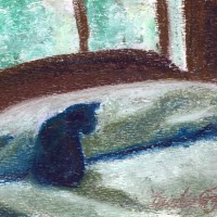pastel sketch of cat