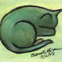 pastel sketch of cat