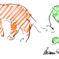 marker sketch of two cats