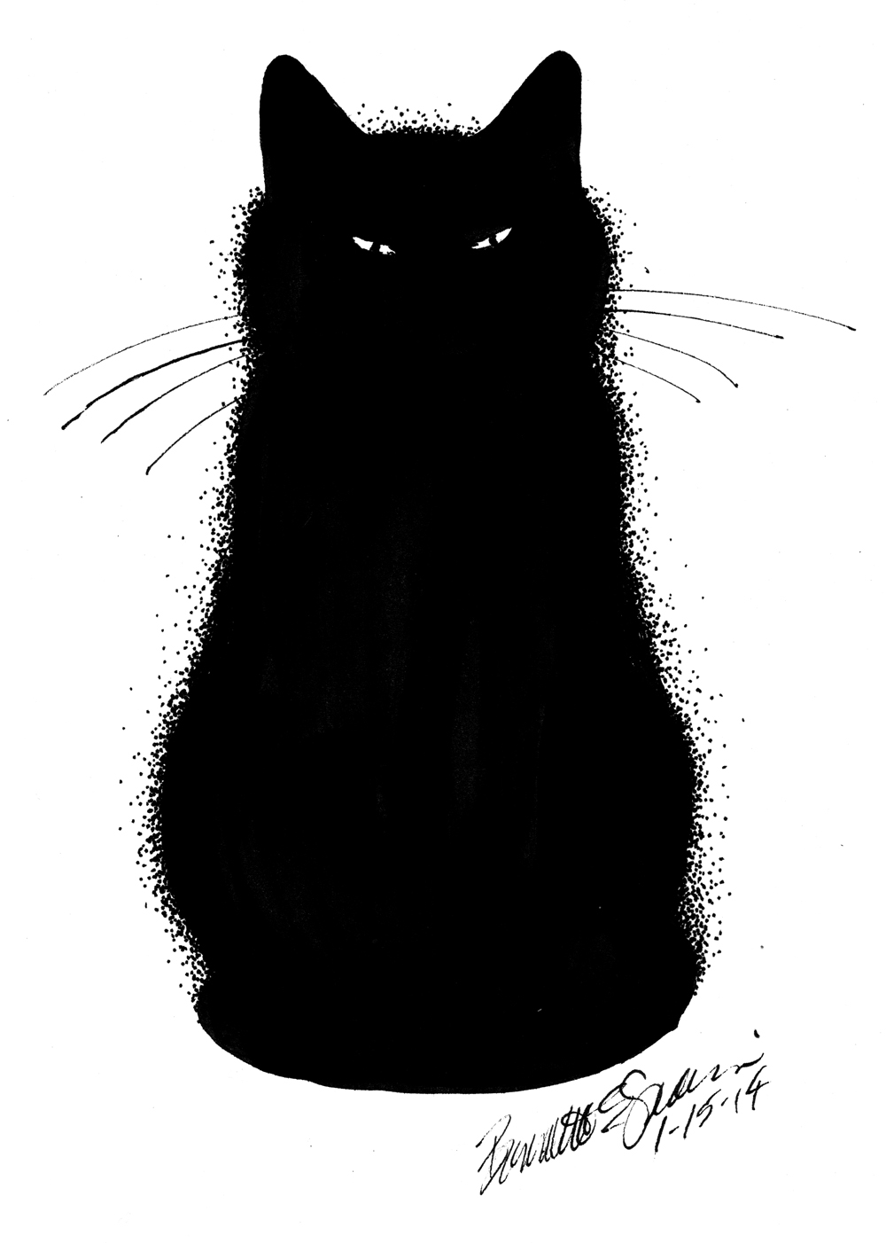 ink sketch of black cat