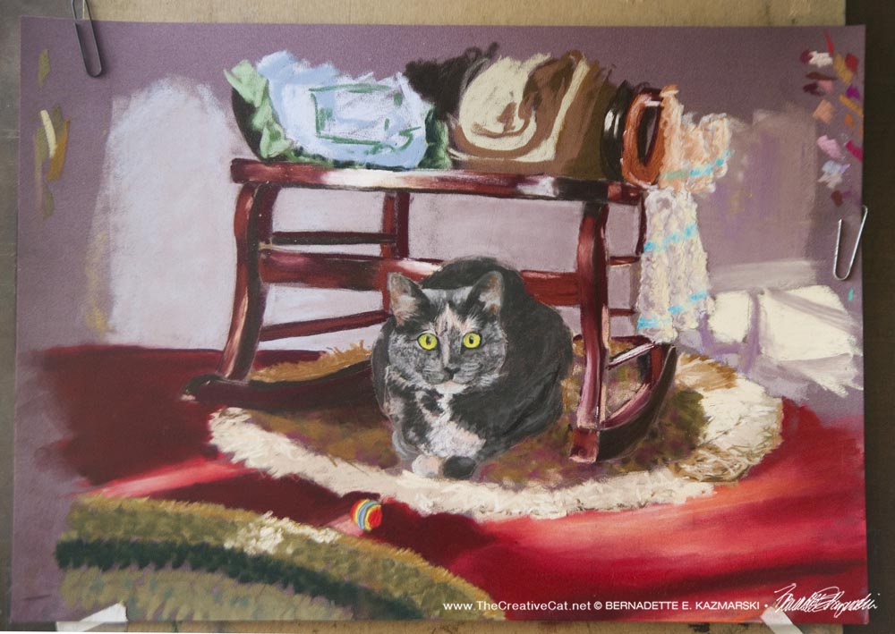 painting of dilute tortoiseshell cat