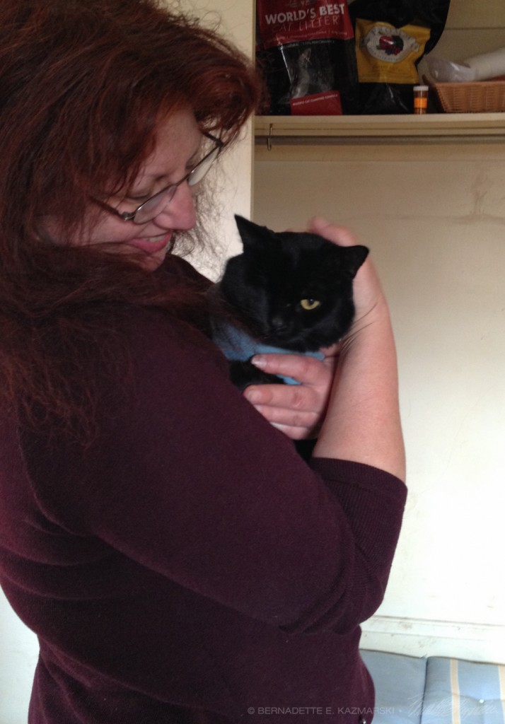 woman with black cat