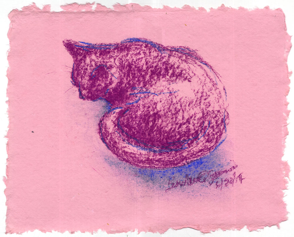 pastel sketch of cat