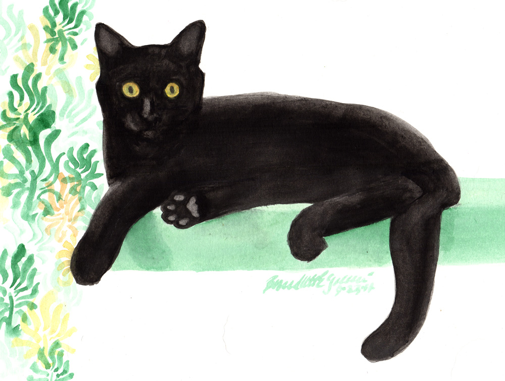 painting of black cat