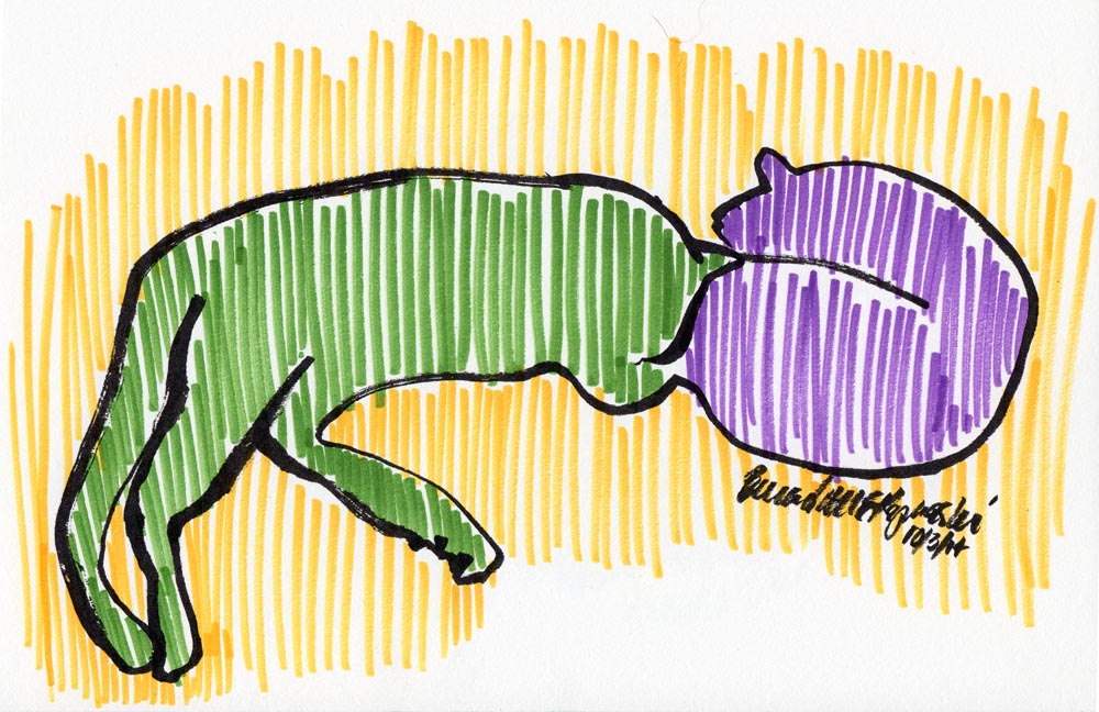 sketch of two cats napping