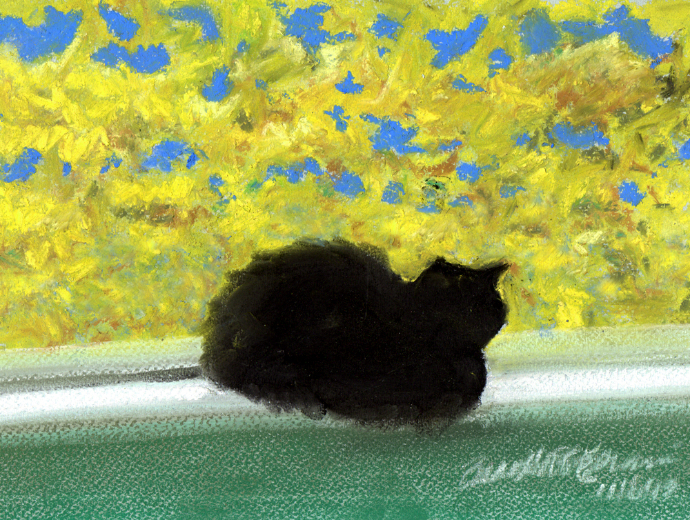 "Emeraude's Autumn Afternoon", pastel on pastello paper, 9" x 7" © Bernadette E. Kazmarski