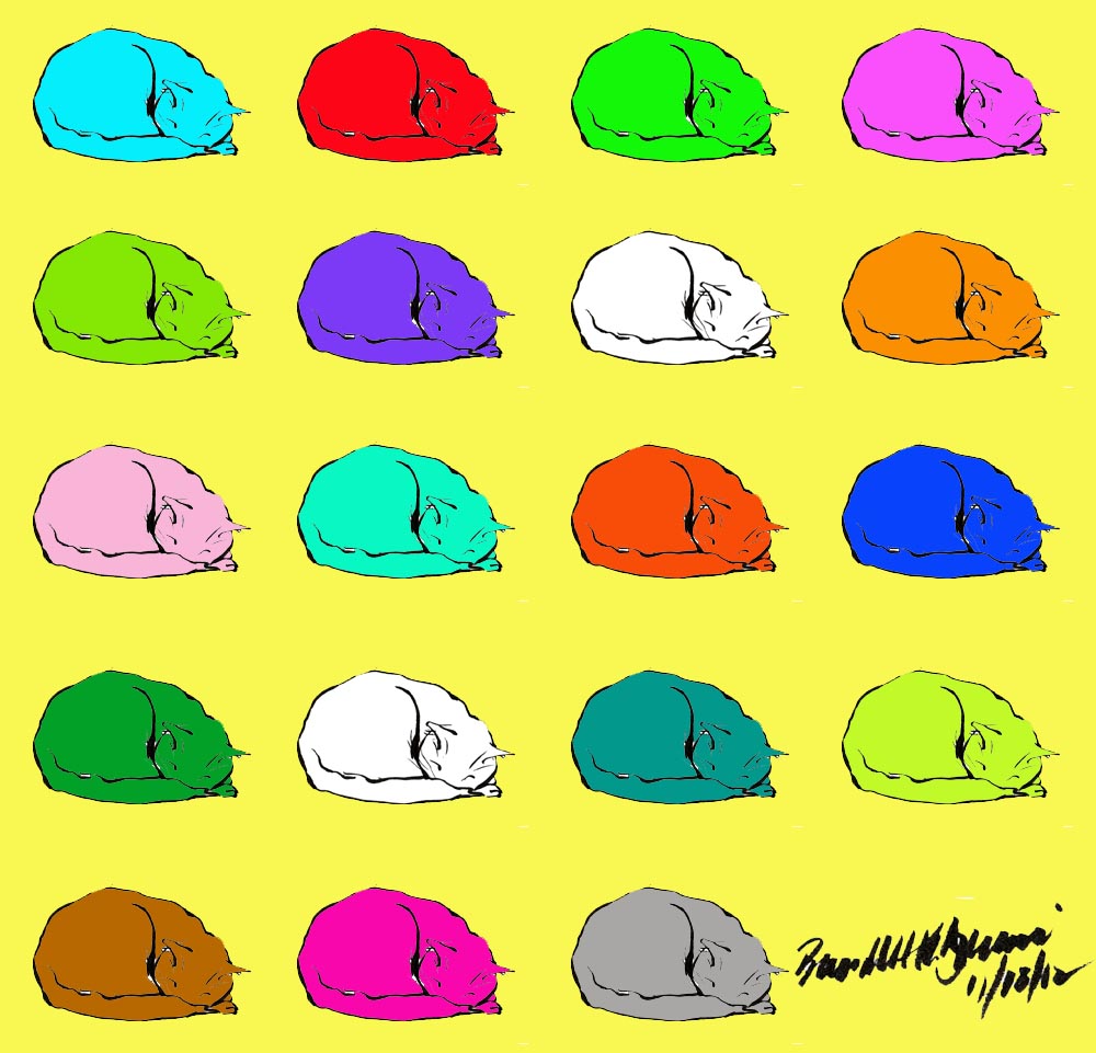 pattern of colorful cats