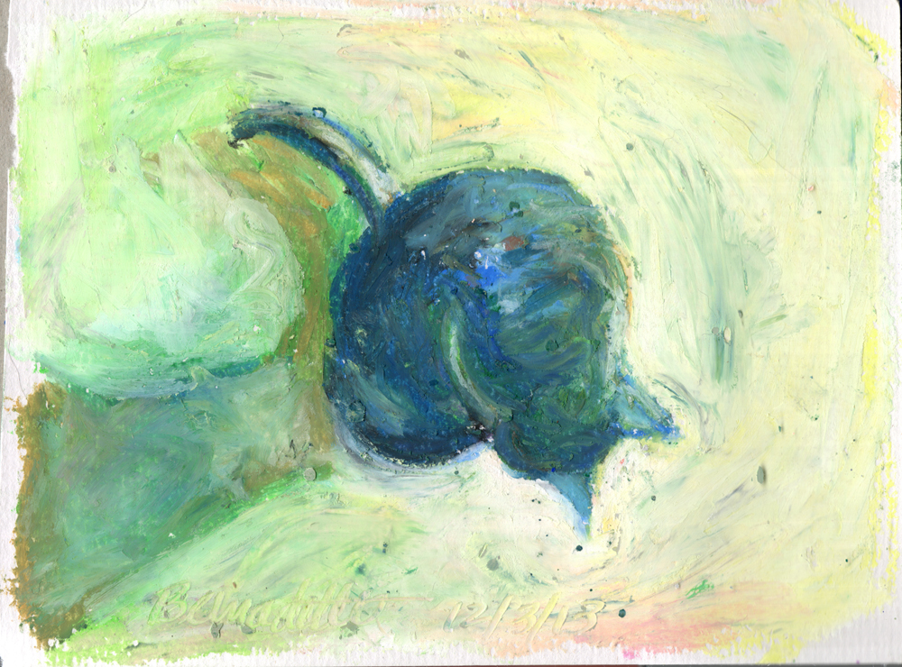 oils pastel sketch of cat