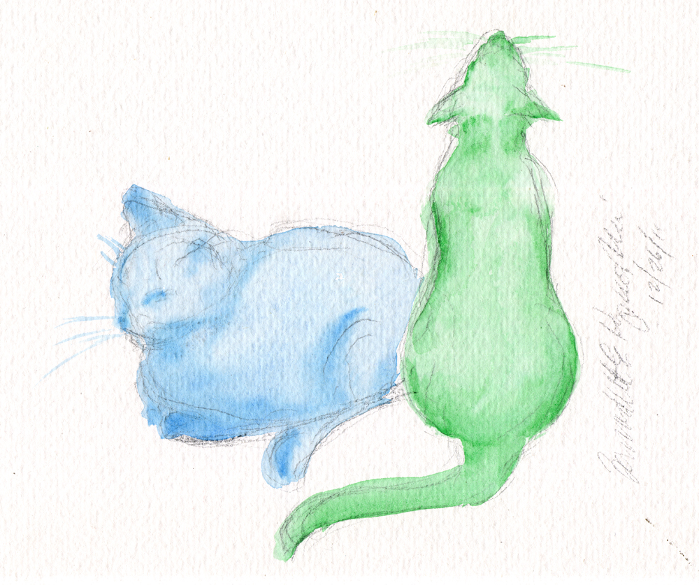 watercolor of two cats