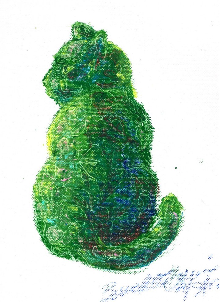 oil pastel sketch of cat