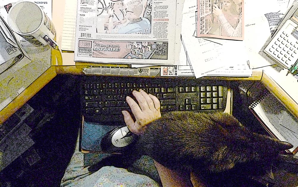 black cat on keyboard