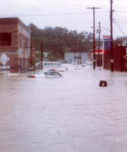 Flash flooding in Carnegie, PA during Hurricane Ivan in 2004.