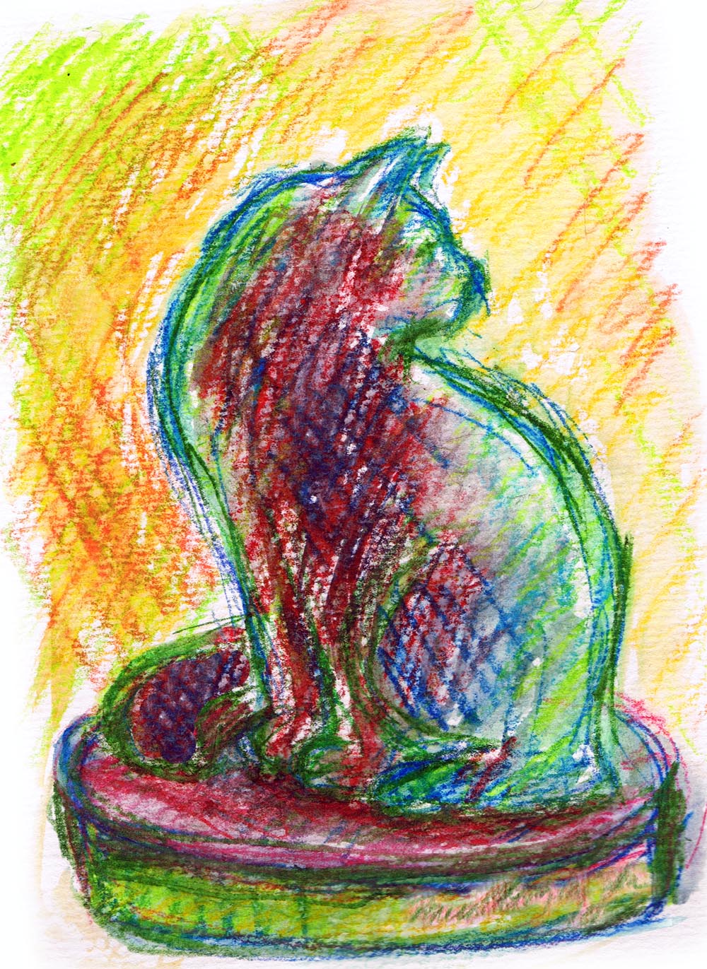 watercolor sketch of cat