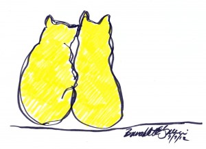 marker sketch of two cats