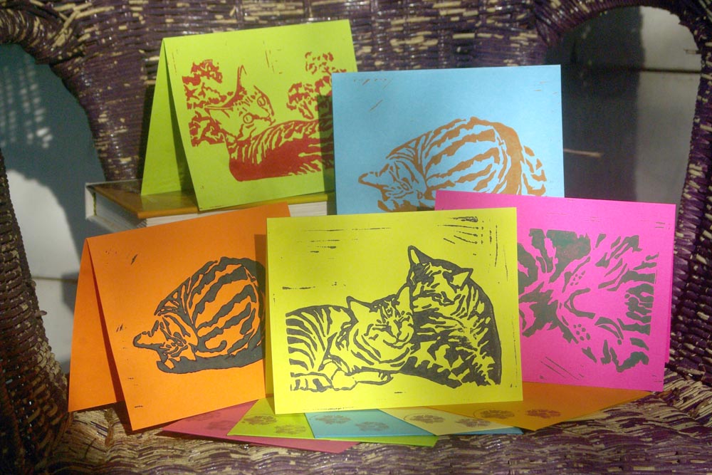 set of hand-printed notecards