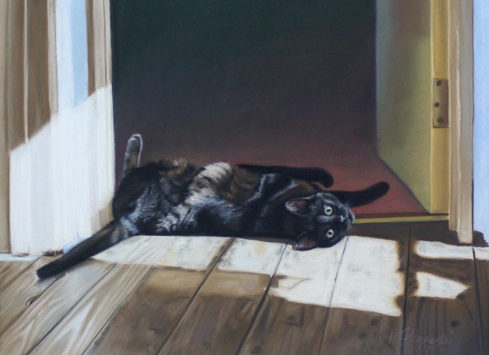 portrait of black cat on floor