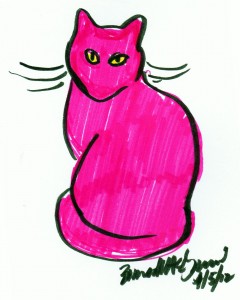 marker sketch of kitty in pink