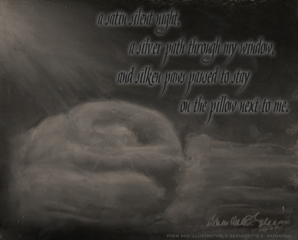 "Solstice Moon", pastel with text, poem and illustration © B.E. Kazmarski