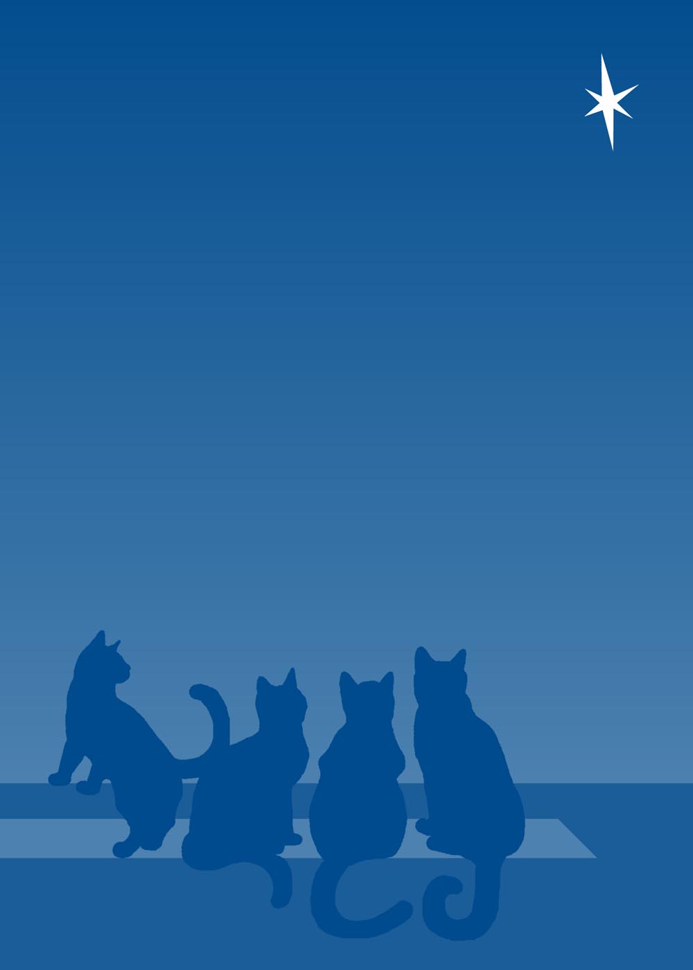 design with four kittens looking at star