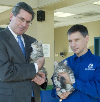 Kevin G. Lowery, ALCOA and Dan Rossi, ARL with kittens