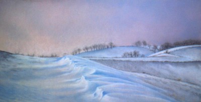 pastel painting of winter landscape