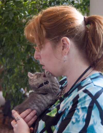 woman with cat