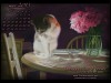 pastel painting of cat and peonies desktop calendar