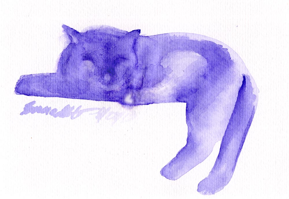 watercolor of cat