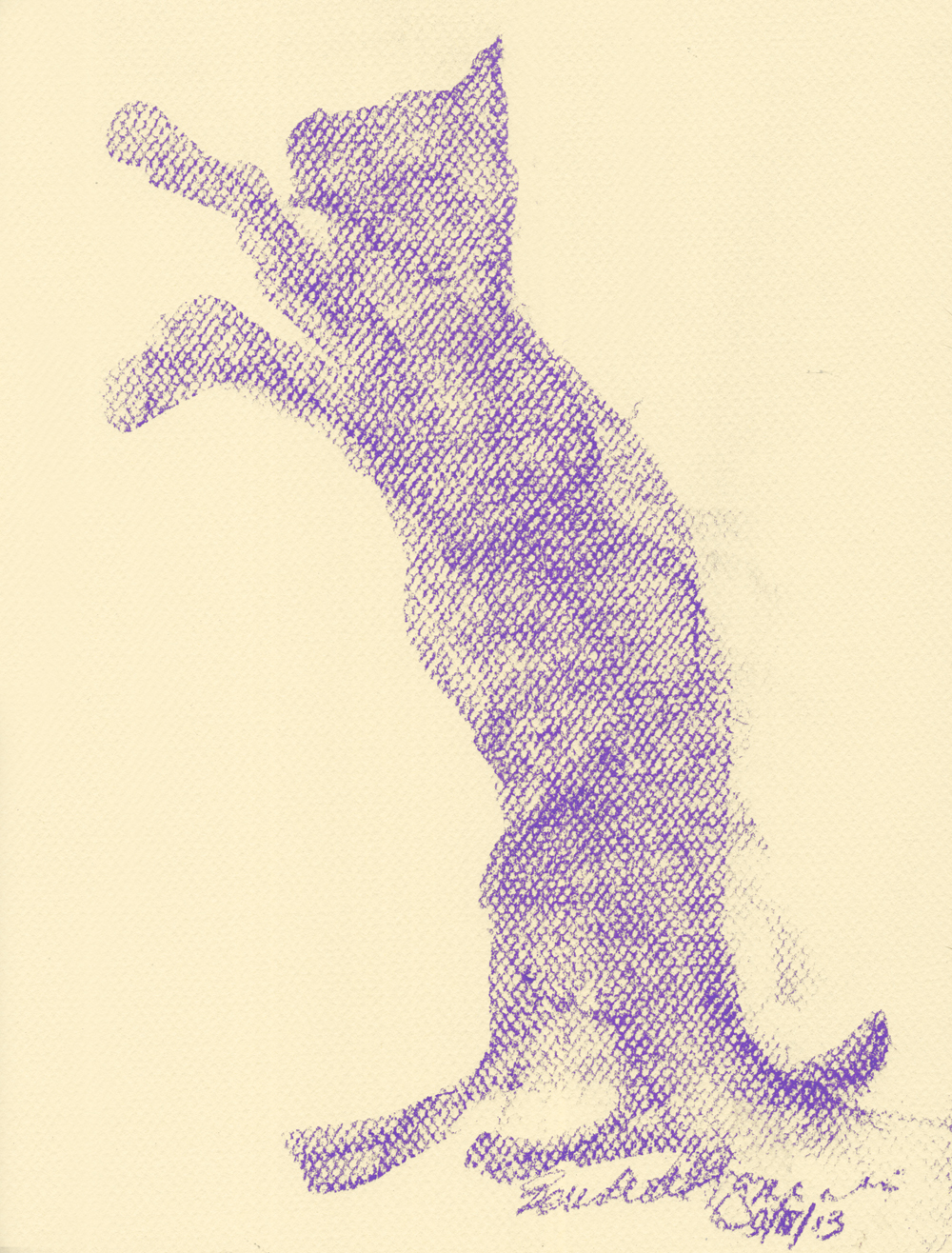 pastel sketch of cat shape