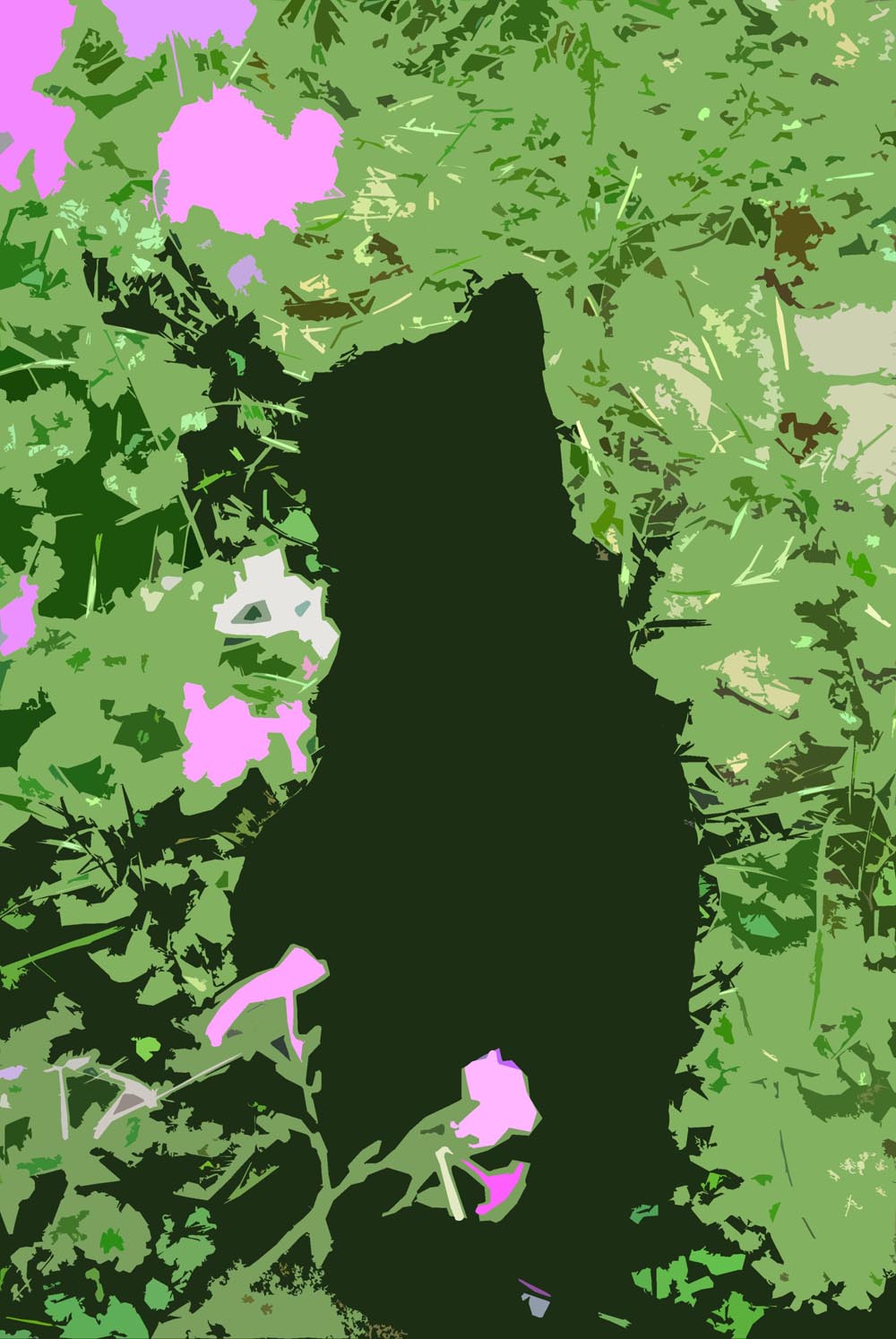 electronic sketch of cat in garden
