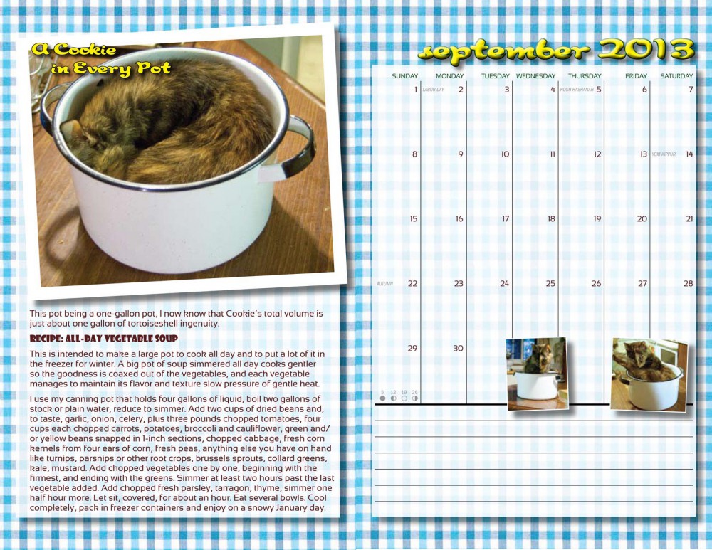 The two-page spread for September "In the Kitchen With Cookie".