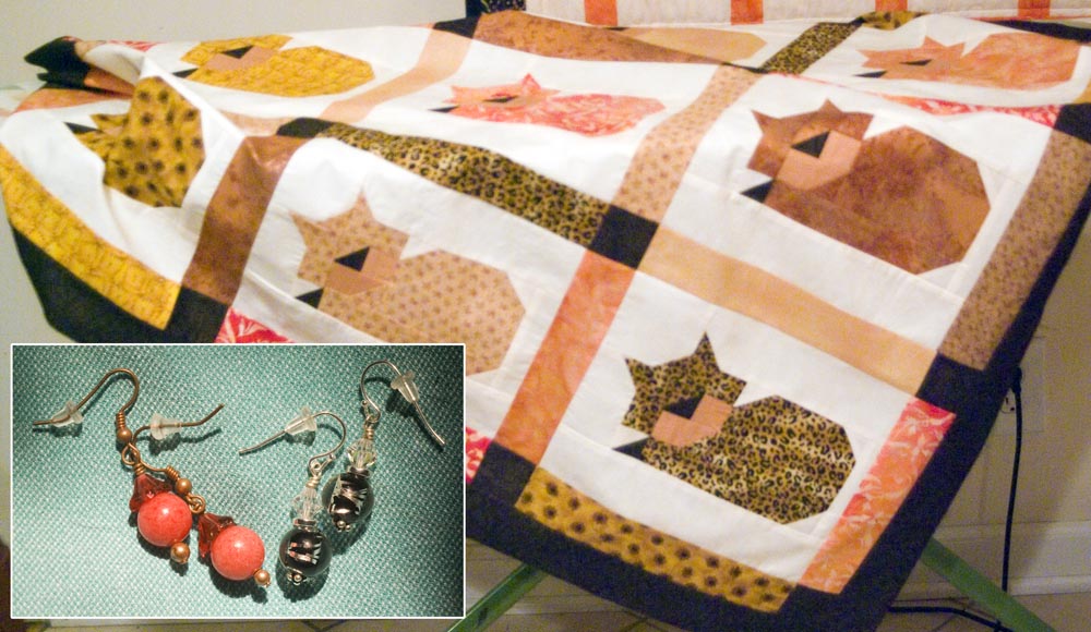 quilt and earrings