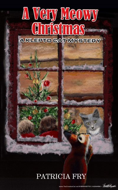 illustrated book cover for cozy cat mystery