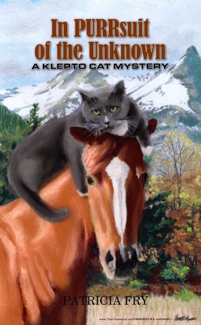 illustrated book cover for cozy cat mystery