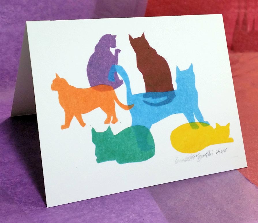 "Colorful Kitties" A-2 note cards.