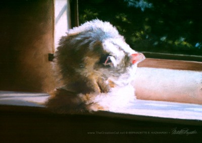painting of white cat