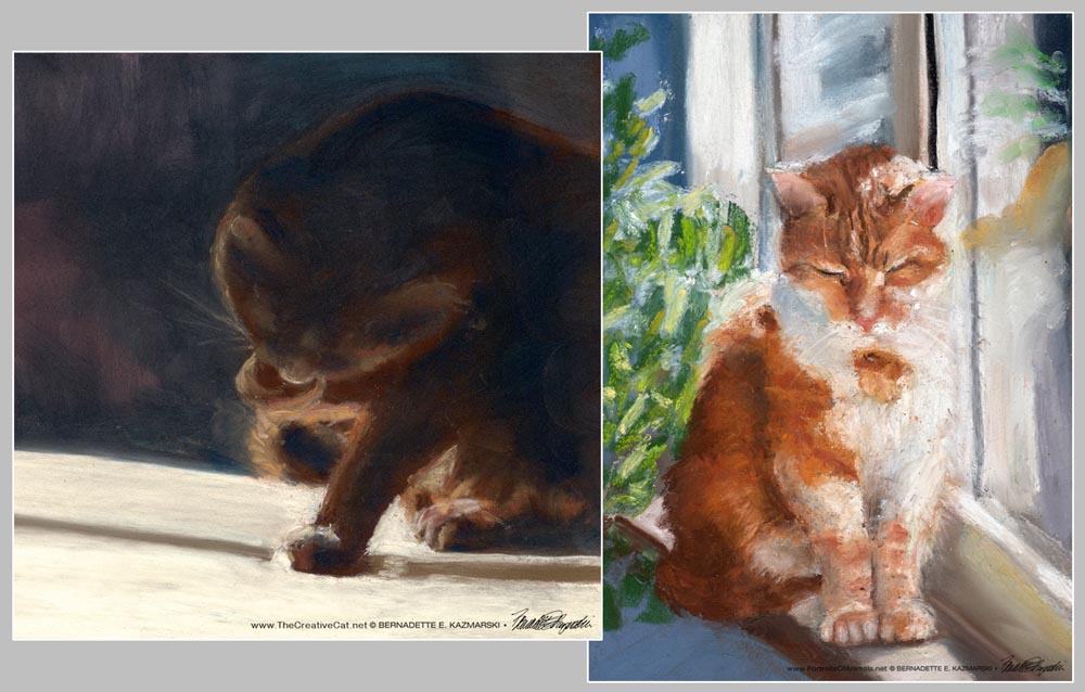 two cat paintings