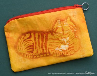 Smiling Ginger Kitty Batik accessory bag
