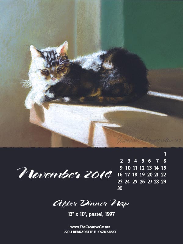 "After Dinner Nap" desktop calendar, for 600 x 800 for iPad, Kindle and other readers