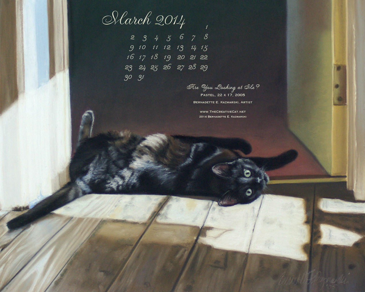 "Are You Looking At Me" Desktop Calendar for March 2014.