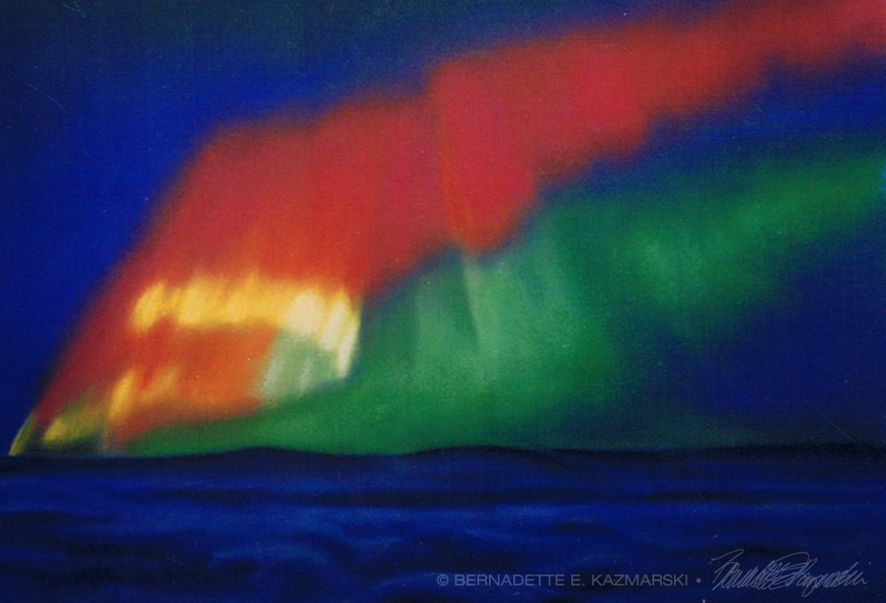 pastel painting of the aurora borealis