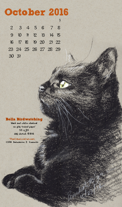 "Bella Birdwatching" desktop calendar, for 400 x 712 for mobile phones.