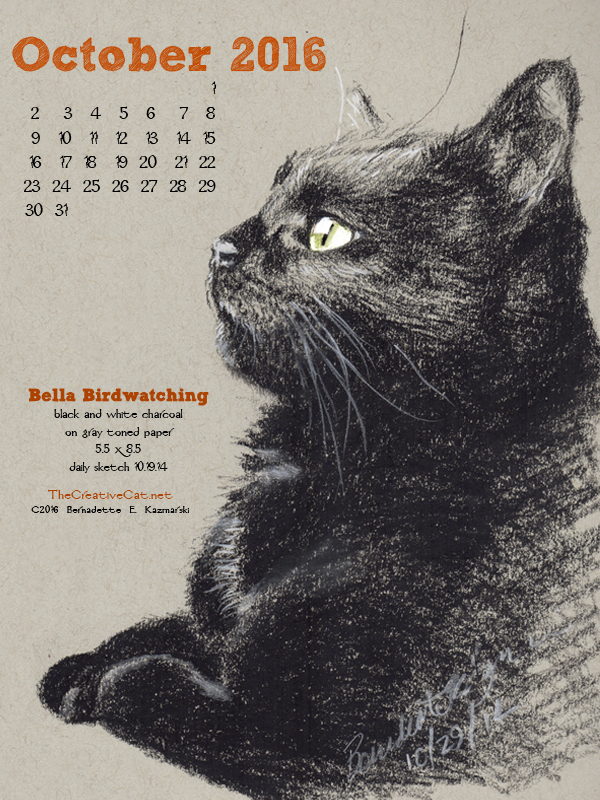 "Bella Birdwatching" desktop calendar, 600 x 800 for iPad, Kindle and other readers.